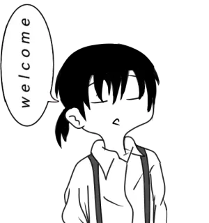 😌 welcome selamat datang, salam, kartun, anime telegram sticker