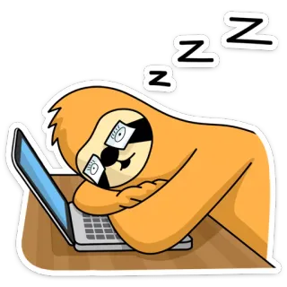 😴 ZZZ bicho-preguiça, dormindo, preguiçoso, trabalho, computador, cansado, animal whatsapp sticker