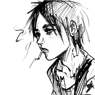💋 Eren Yeager Attack on Titan Anime, Attack on Titan, Eren Yeager, Fumando, Fanart, Mangá telegram sticker