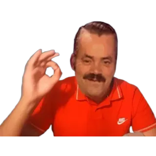 😂 man, ok gesture, mustache, red shirt telegram sticker