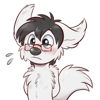 😳 Furry, Animal, Desenho animado, Cachorro, Óculos, Fofo telegram sticker