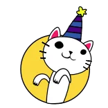 🙀 кот, вечеринка, праздник, шляпа, звезда, милый, животное whatsapp sticker