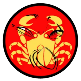 😉 cangrejo, rojo, amarillo, animal, criatura marina, océano, símbolo telegram sticker