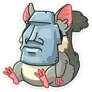 🗿 cabeça ilha de páscoa, moai, esquilo, fofo, engraçado, desenho animado telegram sticker