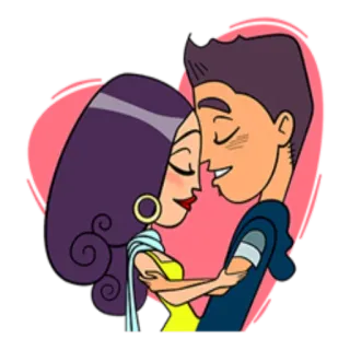 ❤ Paar, Liebe, Romantik, Cartoon, Umarmung, Zuneigung telegram sticker