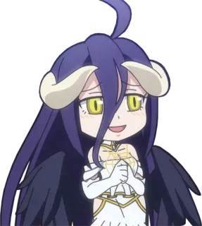 😈 Albedo Overlord Anime, Fantasy, Dämon, Mädchen, Chibi, Süß whatsapp sticker