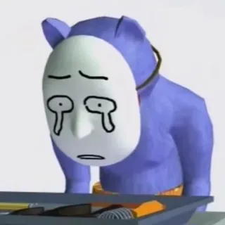 😢 triste, piangere, maschera, blu, cartone animato, personaggio telegram sticker