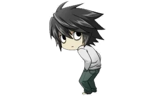 👀 L Lawliet Death Note Anime, Manga, Detective, Personaggio, Chibi, Kawaii, L, Death Note telegram sticker