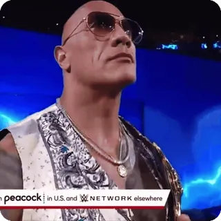 👋 The Rock peacock in U.S. and W NETWORK elsewhere 드웨인 존슨, 더 락, wwe, 레슬링, 연예인, 배우 whatsapp sticker