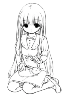 🐰 动漫女孩, 漫画, 女孩, 兔子, 绘画, 草图 telegram sticker