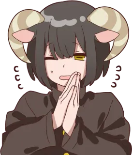 😅 Anime, Carnero, Chica, Cuernos, Lindo, Oveja, Kawaii whatsapp sticker