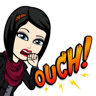 😦 OUCH! 痛い, bitmoji, 痛み, 漫画, 表情 telegram sticker