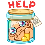 🥺 HELP hoạt hình, lọ, mắc kẹt, dễ thương, mắt, tin nhắn, giúp đỡ, nhân vật telegram sticker