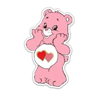💖 Care Bear Troskliwy Miś, Kreskówka, Różowy miś, Słodki, Serca telegram sticker