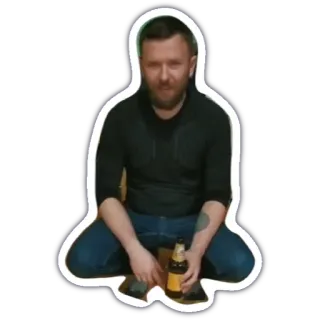 🥳 Mann, sitzend, Bier, Alkohol, lässig telegram sticker