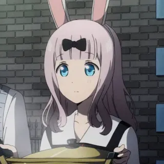 💈 Chika Fujiwara Kaguya-sama: Love Is War anime, chika fujiwara, kaguya-sama, love is war, bunny ears, cute, cartoon telegram sticker