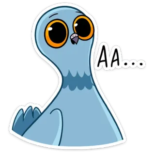 😮 AA... นก, การ์ตูน, สัตว์, นกพิราบ, สติกเกอร์ telegram sticker