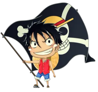 🏁 Luffy One Piece luffy, one piece, anime, manga, pirate, skull, flag, cartoon telegram sticker
