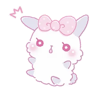 🎀 mignon, kawaii, animal, lapin, ruban, autocollant telegram sticker