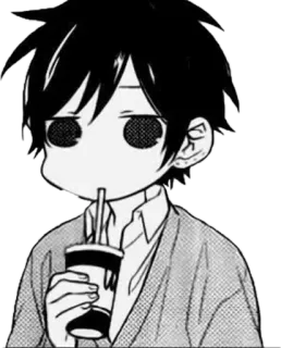 😶 动漫, 漫画, 喝酒, 角色, 黑白 telegram sticker