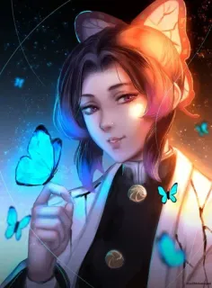 🖤 Shinobu Kocho Demon Slayer Аниме, Клинок, рассекающий демонов, Шинобу Кочо, Бабочка, Манга, Персонаж, Фэнтези whatsapp sticker