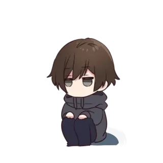 😐 chibi, anime, manga, cartoon, cute, sitting telegram sticker