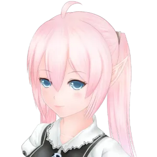 😚 Anime, Fille, Mignon, Cheveux roses, Oreilles d'elfe, Art numérique whatsapp sticker