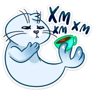 🤔 Xm xm xm segel, kopi, imut, kartun, hewan telegram sticker