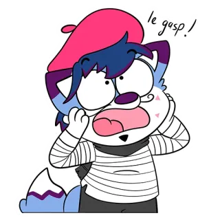🥐 le gasp! french, cartoon, shocked, beret, furry telegram sticker
