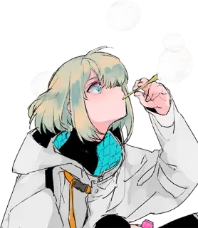 😄 anime, blowing bubbles, cute, young adult telegram sticker