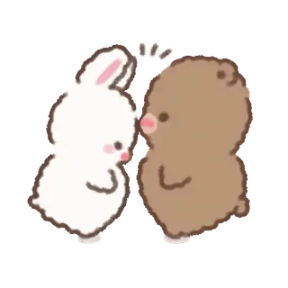 💕 lapin, ours, mignon, dessin animé, animaux, amitié, kawaii telegram sticker