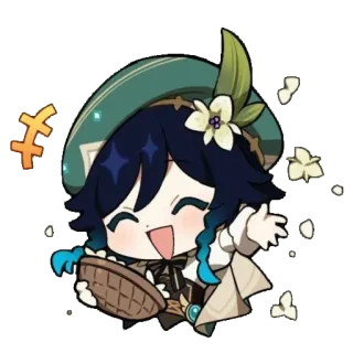 🤩 Venti Genshin Impact อนิเมะ, ตัวละคร, Genshin Impact, เวนติ, จิบิ, น่ารัก, วิดีโอเกม telegram sticker