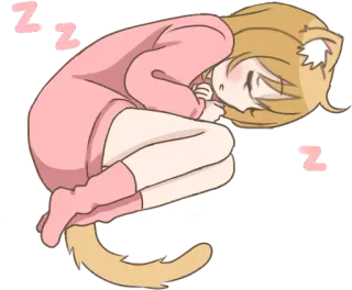 ❤️ ZZZ Anime, Garota gato, Sono, Fofo, Kawaii, Soneca telegram sticker