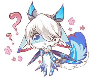 😮 mignon, renard, animé, personnage, question, fleur, étincelle whatsapp sticker