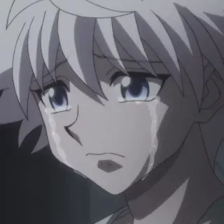 😭 Killua Zoldyck Hunter x Hunter Anime, Weinend, Traurig, Killua Zoldyck, Hunter x Hunter, Emotional, Tränen, Fanart telegram sticker