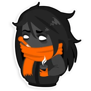 😷 Dessin animé, Triste, Art numérique, Sombre, Hiver, Écharpe telegram sticker