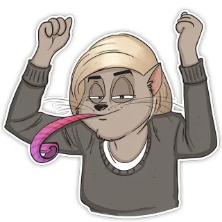 😏 kucing, pesta, perayaan, kartun, binatang, senang, humor telegram sticker