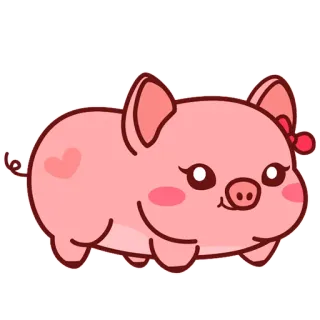 👩 babi, binatang, lucu, merah muda, kartun telegram sticker