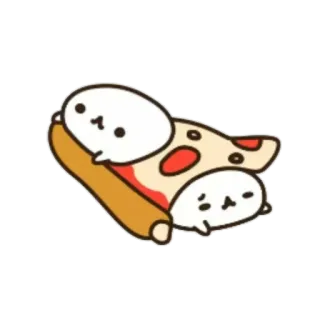 🍥 naklejka, pizza, słodki, jedzenie, kreskówka, postać, zwierzęta telegram sticker