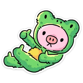 👍 青蛙, 熊, 猪, 动物, 可爱, 贴纸, 卡通 telegram sticker
