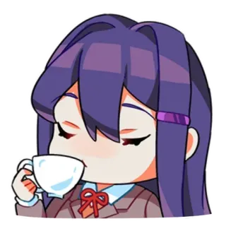 ☕️ Yuri Doki Doki Literature Club! Anime, Chá, Fofo, Doki Doki Literature Club, Yuri telegram sticker