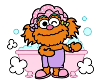 💦 Prairie Dawn sesamstraße, bad, cartoon, muppet, figur, seifenblase whatsapp sticker
