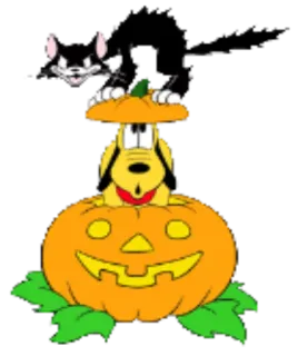 🙄 Pluto Pluto, Disney, Cartoon, Halloween, Kürbis, Katze telegram sticker
