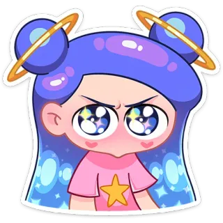 🥺 stiker, kartun, gadis, galaksi, lucu, berkilau, luar angkasa, anime telegram sticker