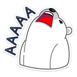 😩 AAAA orso, urlo, urlare, cartone animato, animale, espressione, orso bianco telegram sticker