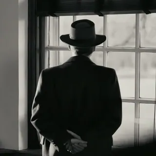 🎬 homme, chapeau, fenêtre, noir et blanc, regardant dehors telegram sticker