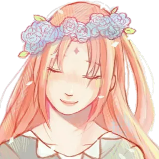 😌 sakura, flower crown, anime, girl, illustration, art telegram sticker