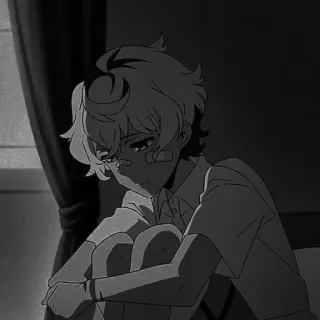 💔 Anime, Triste, Garçon, Blessé, Émotionnel, Monochrome telegram sticker
