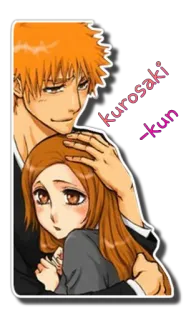 😶 Ichigo Kurosaki, Orihime Inoue Bleach kurosaki
-kun anime, manga, Bleach, Ichigo Kurosaki, Orihime Inoue, kurosaki-kun telegram sticker