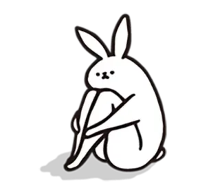 😟 lapin, lapinou, animal, mignon, triste, illustration, dessin animé, dessin whatsapp sticker